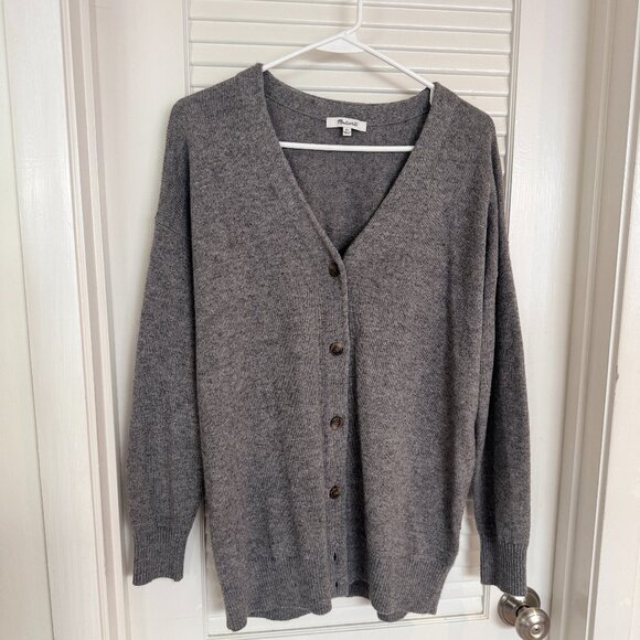 Madewell Oversized Grey Merino Wool Button-up Cardigan - Picture 1 of 7